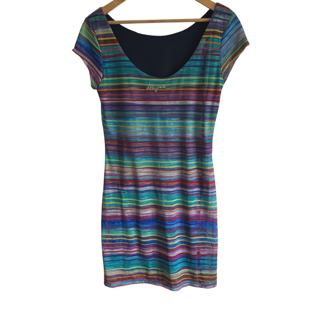 Desigual Dress Medium Striped Sequin Sheath Mini Art to Wear